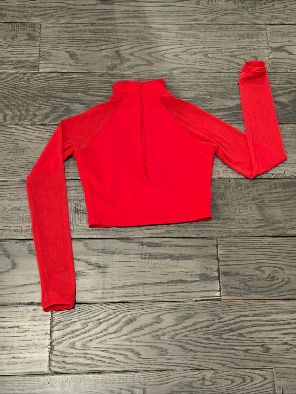 balera Red Long Sleeve Mock Neck Crop Top